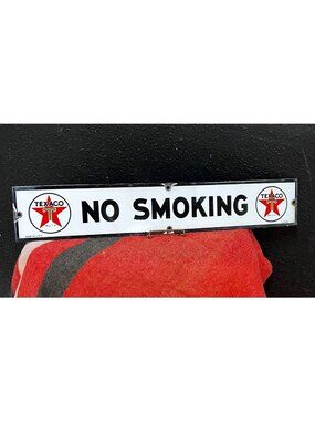 Texaco No Smoking Metal Porcelain Sign 24" x 4" Vintage Original USA 1952